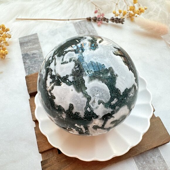 Gorgeous Moss Agate Sphere - Picture 5 of 8